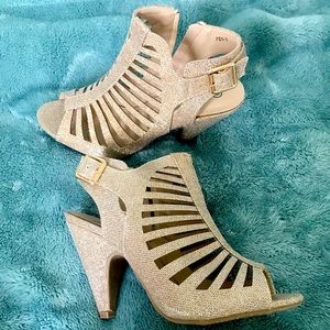 Top Moda Gold Glitter High Heel Sandal